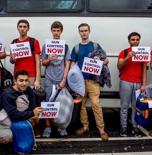 Students From Marjory Stoneman Douglas High School Before Boarding Buses For Tallahassee On Tuesday.